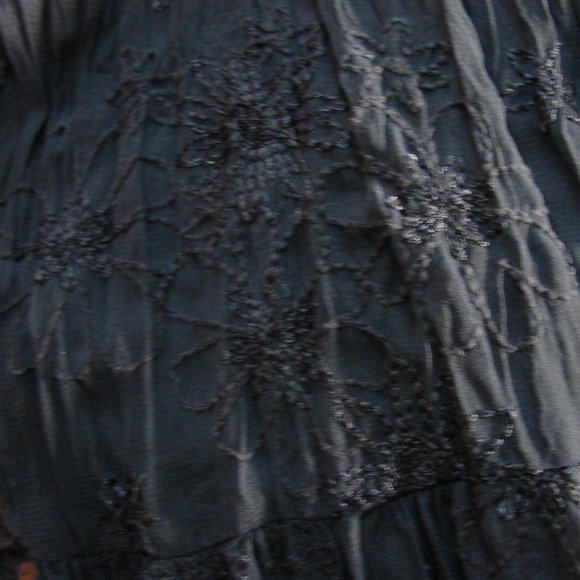 Navy Blue Embroidered Broomstick Layered Skirt PS - Picture 9 of 16